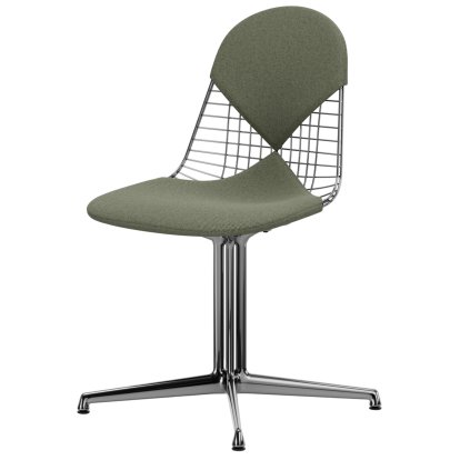 Chaise Wire Chair DKL, Aluminium poli, Coussin pour assise et dossier (Bikini), Ivoire / forêt
