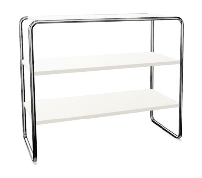 Étagère B 22 Bauhaus, Hêtre laqué à pores ouverts blanc pur, B 22a: rayonnages à équidistance