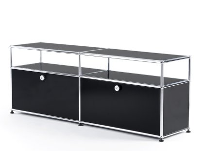 Meuble TV USM Haller avec réhausse, Noir graphite RAL 9011