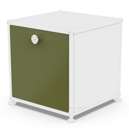 Porte abattante USM Haller, 35 cm x 35 cm, Vert olive RAL 6003, Avec poignée sans serrure