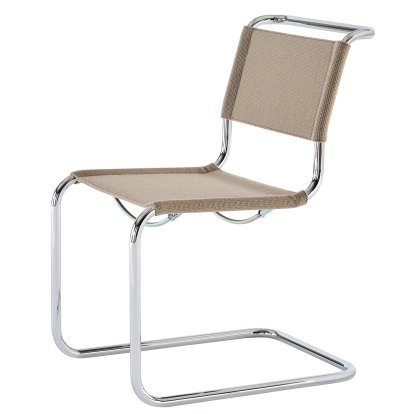 Chaise Cantilever S 33 / S 34 V Soft, Sans accotoirs, Chromé, Tissu nobel 61297 - beige, Sans patins