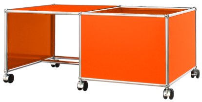Table à roulettes pour enfants USM Haller, Caisse à gauche, Orange pur RAL 2004