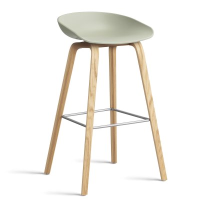 About A Stool AAS 32, Version bar: hauteur de l'assise 74 cm, Chêne laqué, Pastel green 2.0
