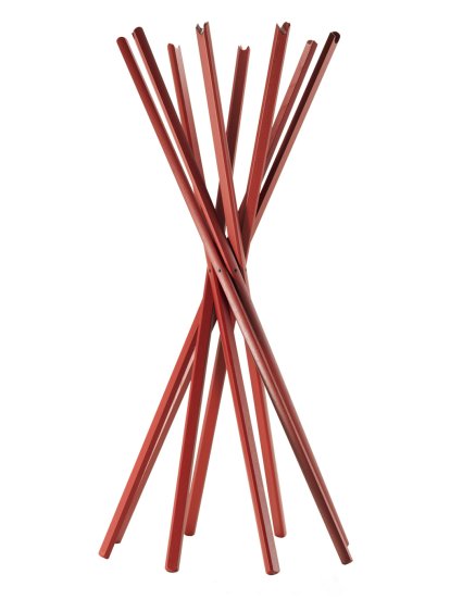 Portemanteau Sciangai, Frêne teinté rouge bourgogne