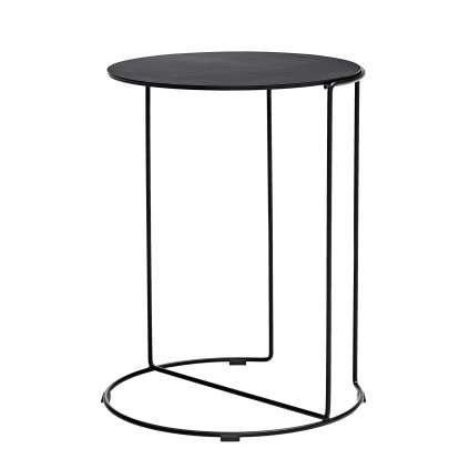 Table d'appoint Oki Saddle, H 51 x ø 40 cm, Cuir Saddle noir, Peint par poudrage noir mat