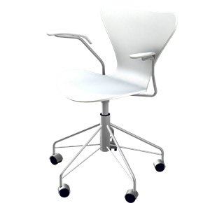 Chaise de bureau pivotante Série 7 3217, Laqué, Blanc