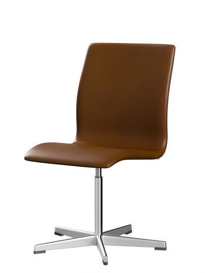 Chaise Oxford, Sans accotoirs, Dossier bas, Piètement fixe, Cuir souple, Noyer