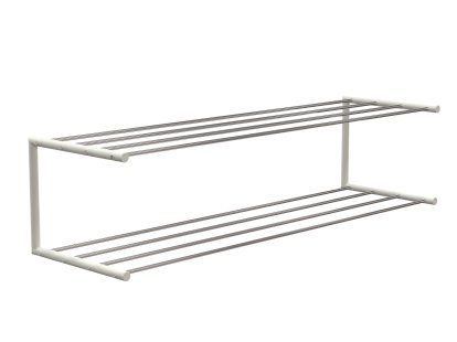 Nova Rangement à chaussures, L 101,9 x P 30 cm , Acier inox poli / blanc mat