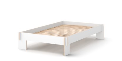 Lit Siebenschläfer, 120 x 200 cm, Sans tête de lit, Blanc, Avec sommier flexible