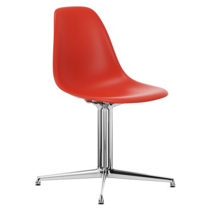 Eames Plastic Side Chair DSL, Rouge (rouge coquelicot), Sans rembourrage, Sans rembourrage, Aluminium poli