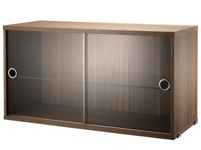 Caisson avec portes coulissantes en verre String System, Placage noyer