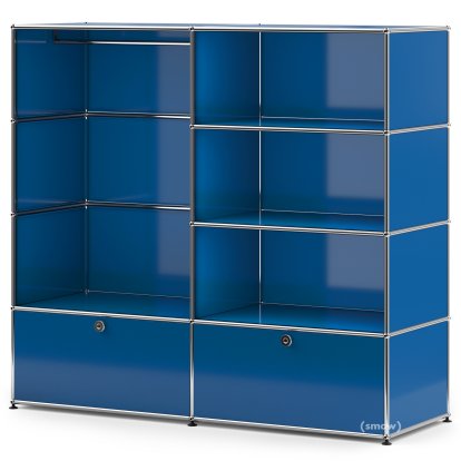 Penderie USM Haller L avec tringle, Bleu gentiane RAL 5010