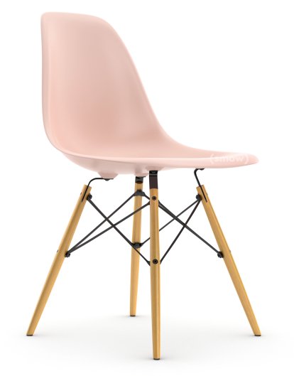 Eames Plastic Side Chair DSW, Rose pâle, Sans rembourrage, Sans rembourrage, Version standard - 43 cm, Frêne tons miel