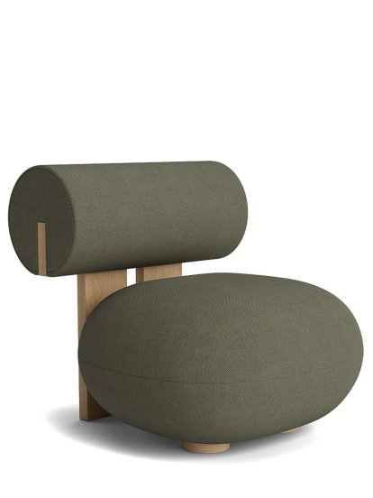 Fauteuil Lounge Hippo, Tissu Fiord gris-vert, Chêne naturel