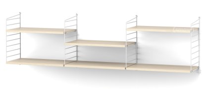 Étagère murale L String, 30 cm, Blanc, Placage frêne  