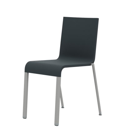 Chaise .03, Empilable, Pieds thermolaqué argent lisse, Sans accotoirs, Gris foncé