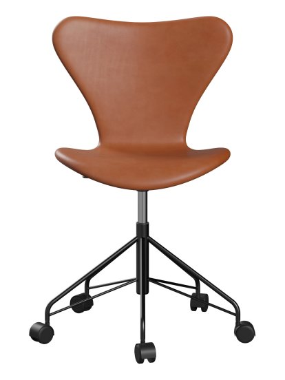 Chaise de bureau pivotante Série 7 3117/3217 Rembourrage intégral, Sans accotoirs, Cuir Grace walnut, Noir