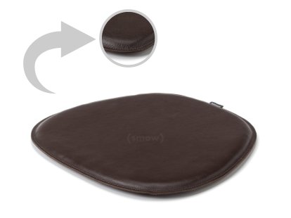Coussin d'assise en cuir pour Eames Side Chairs , Recto et verso en cuir, Brun foncé