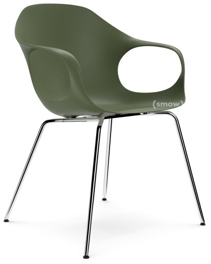 Chaise Elephant Tube, Vert olive, Acier chromé
