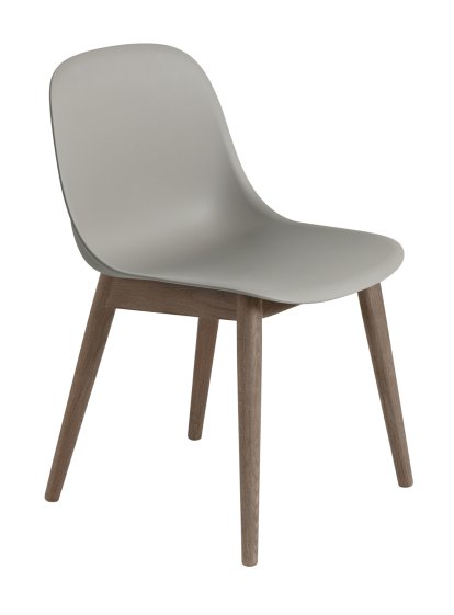 Chaise Fiber Side Wood, Gris / marron foncé