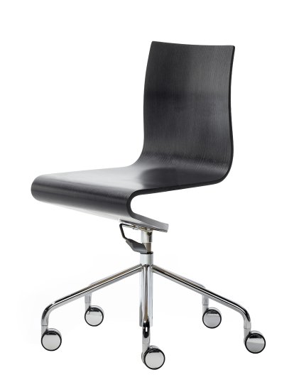 Chaise de bureau Seesaw, Chromé avec ressort à gaz, Sans accoudoirs, Frêne noir