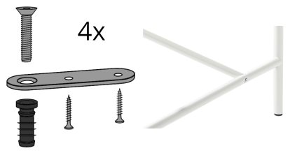 Système de fixation pour tréteaux / châssis de table Eiermann (Lot de 4), Blanc