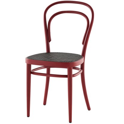 Chaise bistrot 214 / 214 M originale, Sans accotoirs, Hêtre teinté rouille, Cannage dark melange