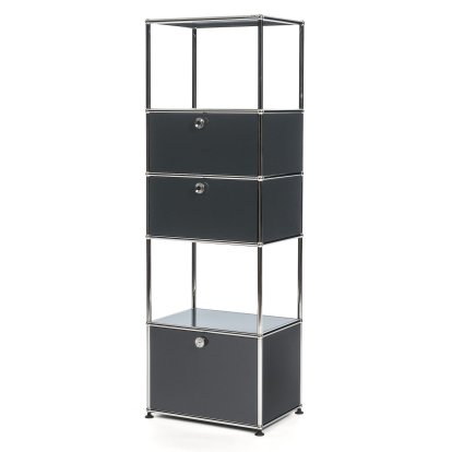 USM Haller Étagère de salon M Type 2, Anthracite RAL 7016, Avec 3 portes abattantes