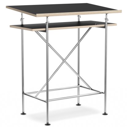 Pupitre Milla, 70cm, Chromé, Mélaminé noir avec bords chêne