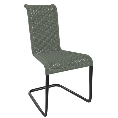 Chaise B20, Tressage II, Vert brume, Noir