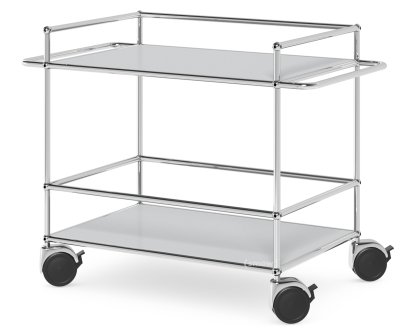 Chariot médical USM Haller, Avec poignées á chariot, Argent mat USM