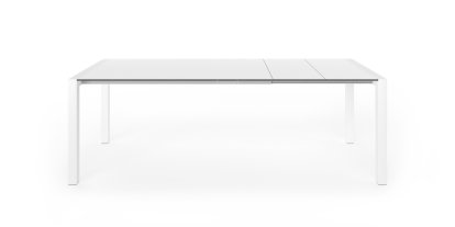 Table extensible Sushi, Stratifié blanc, L 150-224 x l 90 cm, Aluminium laqué blanc