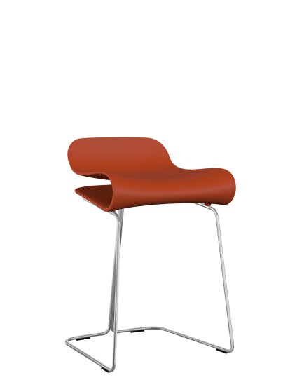 Tabouret BCN, Rouge corail, Acier chromé