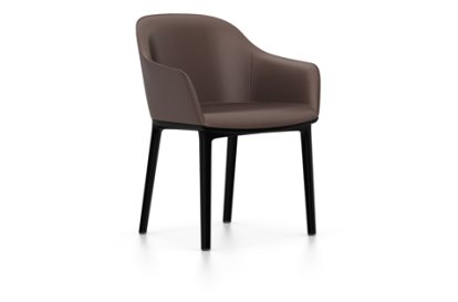 Softshell Armchair, Basic dark, Cuir (Standard), Marron, Patins en feutre pour sols durs