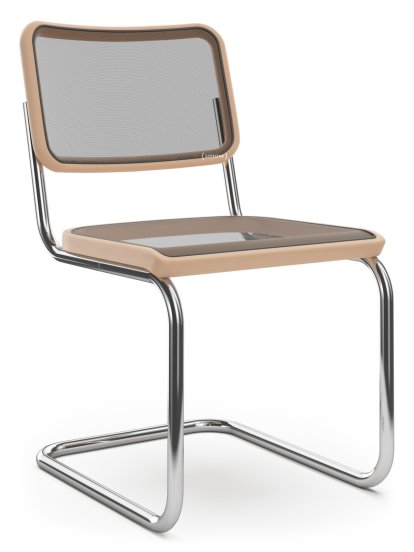 Chaise cantilever S 32 / S 32 N Bauhaus, Filet synthétique, Hêtre naturel, Sans patins