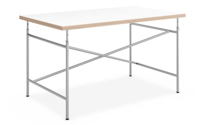 Bureau enfant Eiermann, 120 x 70 cm, Mélaminé blanc avec bords chêne, Argent