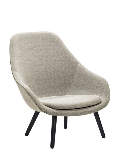 Fauteuil About A Lounge Chair High AAL 92, Hallingdal 116 - gris chaud, Chêne laqué noir, Avec coussin d'assise