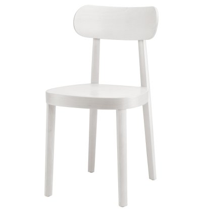 Chaise bois 118 / 118 M, Hêtre lasuré blanc, Siège en contreplaqué moulé
