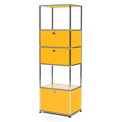USM Haller Étagère de salon M Type 2, Jaune or RAL 1004, Avec 2 portes abattantes et 1 porte coulissante (incl. cadre métallique)