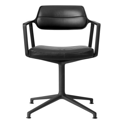 Chaise pivotante Swivel 453, Cuir noir, Revêtement en poudre noir