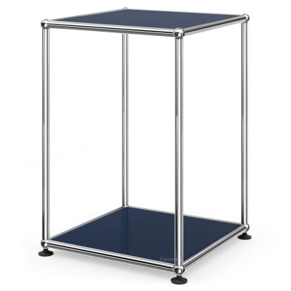 Table d'appoint USM Haller 35 haute, Panneaux inférieur et supérieur en métal, Bleu acier RAL 5011