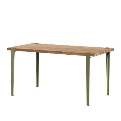 Table à manger Balthazar, Chêne ancien recyclé, Vert kaki