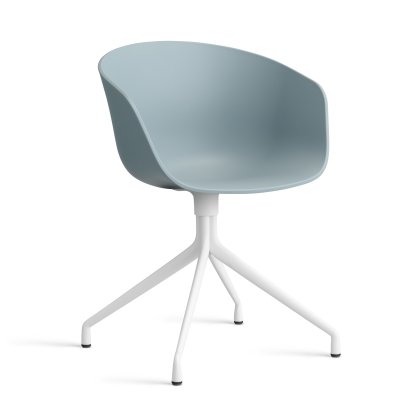 Chaise pivotante About A Chair AAC 20, Dusty blue 2.0, Aluminium thermolaqué blanc
