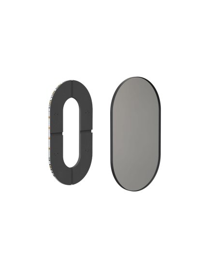 Unu miroir avec éclairage LED ovale (set), H 80 x L 50 cm, Noir mat