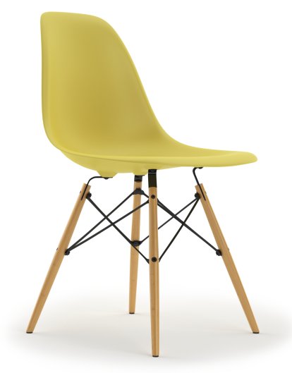 Eames Plastic Side Chair DSW, Citron, Sans rembourrage, Sans rembourrage, Version standard - 43 cm, Érable nuance de jaune