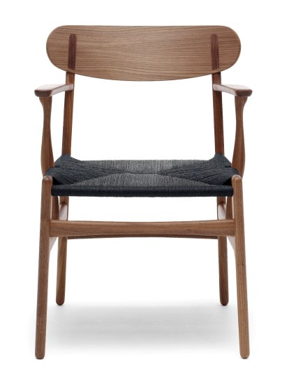 Chaise CH26, Noyer huilé, Noir