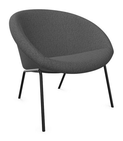 Fauteuil 369 , Tissu Gaia tourmaline, Peint par poudrage noir mat