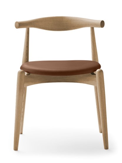 Chaise CH20 Elbow, Chêne savonné, Cuir cognac