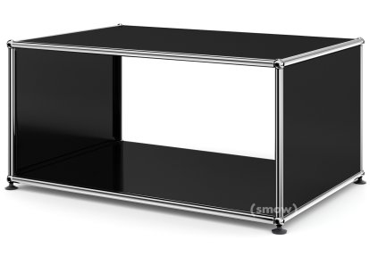 Table d'appoint avec panneaux latéraux USM Haller, 75 cm, Sans tablette intérieure en verre, Noir graphite RAL 9011