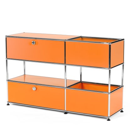 Buffet USM Haller pour enfants M avec boîtes de rangement, Monochrome, Orange pur RAL 2004, Avec porte coulissante (incl. cadre métallique)
